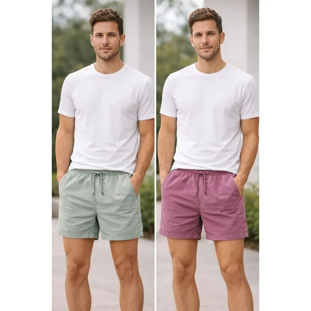 American Eagle Set of 2 Drawstring Shorts L Relaxed Fit Sage Green /Mauve * Note